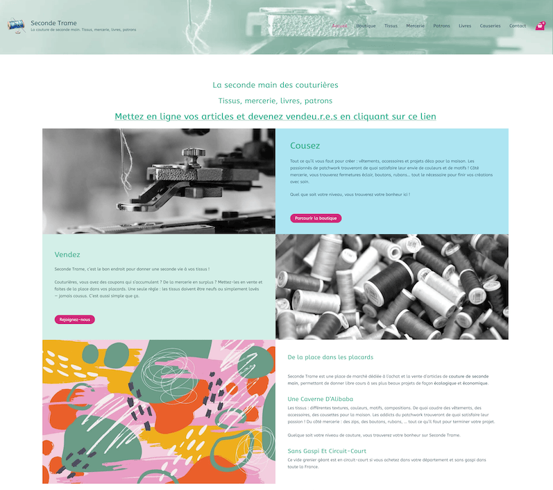 création page accueil marketplace artifabrik seconde trame